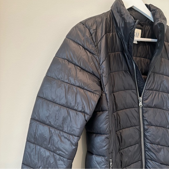 GAP Black Puffer Coat Womens Size Medium Winter Full Zip Ski Jacket Warm Layers - Picture 7 of 7